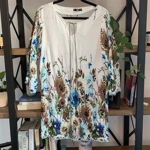 Floral 3/4 Sleeve Bathing Suit Cover-up